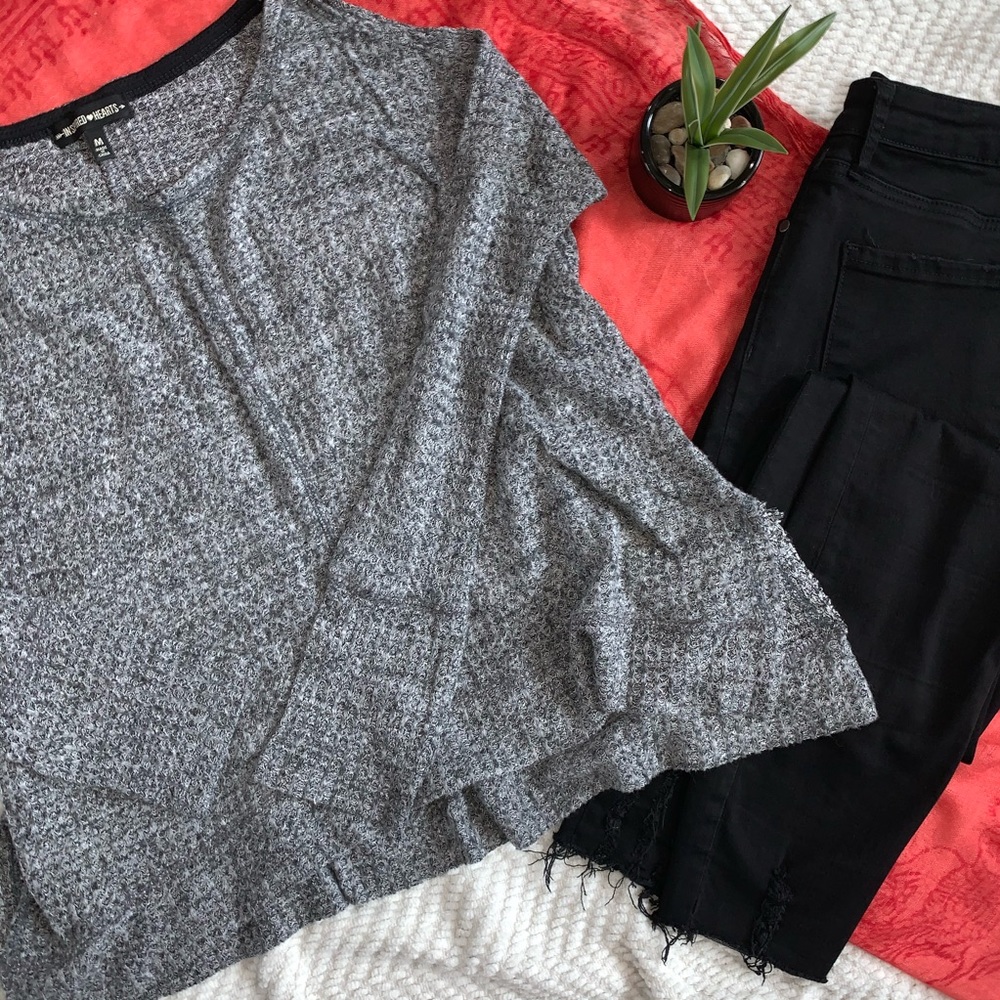 Inspired Hearts Cold-shoulder Sweater Gray Size M